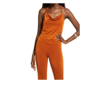 NWOT OPEN EDIT Handkerchief Halter Top in‎ Rust Umber (M)